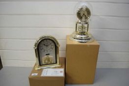 MODERN ANNIVERSARY TYPE MANTEL CLOCK, TOGETHER WITH ONE OTHER, BOTH AS NEW