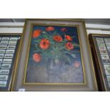 TONI SEARLE, STUDY OF A VASE OF ORIENTAL POPPIES, OIL ON BOARD, SIGNED AND DATED 1970, FRAMED