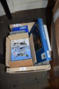 BOX OF DVDS, VIDEOS ETC, AIRCRAFT AND TRAIN THEMES