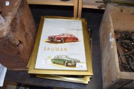 QUANTITY OF FRAMED MOTORCYCLE AND CAR ADVERTISING PRINTS