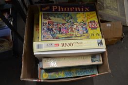 BOX CONTAINING BOXED JIGSAW PUZZLES