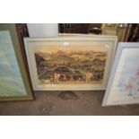 FRAMED PRINT DEPICTING EUROPEAN FARMING SCENE