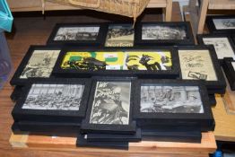 COLLECTION OF FOUR MONTAGE PICTURES OF MOTOTCYCLE RACING INTEREST AND ADVERTISING