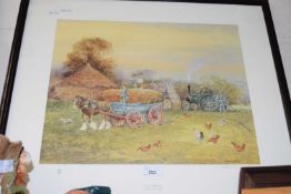 AFTER GORDON BENINGFIELD ' DORSET HARVEST' COLOURED PRINT