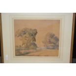 FRAMED WATERCOLOUR OF A COUNTRY SCENE