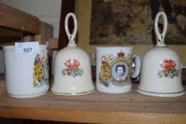 TWO ROYAL COMMEMORATIVE BELLS AND TWO ROYAL COMMEMORATIVE MUGS