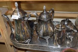 SILVER PLATED TEA SET ON TRAY