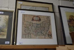 ROBERT MORDEN, COLOURED MAP OF OXFORDSHIRE TOGETHER WITH BLOME COLOURED MAP OF SUFFOLK, BOTH F/G