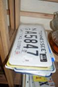 QUANTITY OF AMERICAN PRESSED METAL NUMBER PLATES