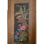 OAK FRAMED FLOWER EMBROIDERY PICTURE