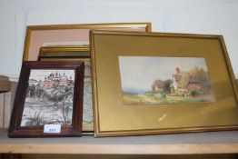 MIXED LOT COMPRISING L GOODWIN, STUDY OF COUNTRY COTTAGES, WATERCOLOUR, TOGETHER WITH A FURTHER