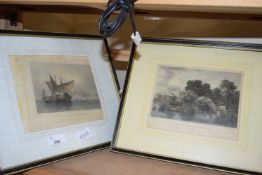 COLOURED ENGRAVINGS - CROMER, RANWORTH AND BOATS OFF THE COAST OF YARMOUTH