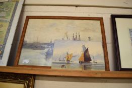 VICTORIAN FISHING BOATS IN HARBOUR, WATERCOLOUR ON PAPER, UNSIGNED, F/G, TOGETHER WITH A FURTHER