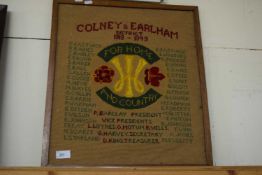 COLEY AND EARLHAM DISTRICT FOR HOME AND COUNTRY TAPESTRY REMEMBRANCE PICTURE WITH LISTS OF FALLEN