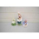 ROYAL DOULTON FIGURINE 'LIZZIE' TOGETHER WITH ROYAL DOULTON FIGURINE 'MONICA' AND COALPORT