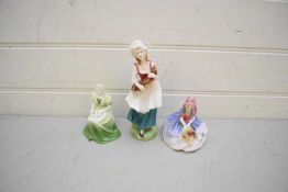 ROYAL DOULTON FIGURINE 'LIZZIE' TOGETHER WITH ROYAL DOULTON FIGURINE 'MONICA' AND COALPORT