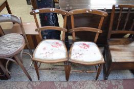 PAIR OF LATE 19TH CENTURY AESTHETIC STYLE SIDE CHAIRS WITH ROSE UPHOLSTERED SEATS