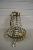 VINTAGE CENTRE CEILING LIGHT FITTING WITH GLASS PRISMATIC DROPS