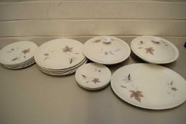 QUANTITY OF ROYAL DOULTON TUMBLING LEAVES DINNER WARES