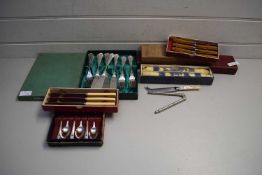 MIXED LOT CASED CUTLERY AND CANDLES