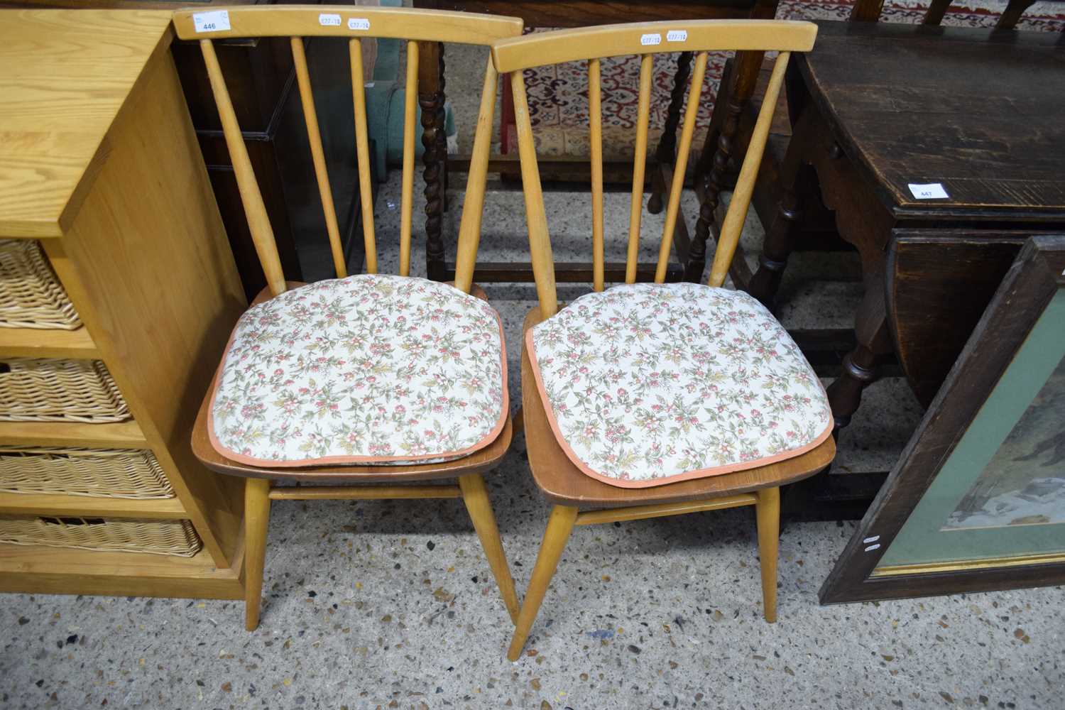 PAIR OF RETRO STICK BACK KITCHEN CHAIRS