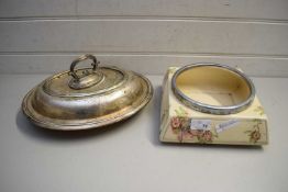 SILVER PLATED ENTREE DISH AND A SALAD BOWL