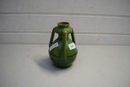 DEVON WARE THREE HANDLED GREEN GLAZED VASE