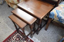 NEST OF THREE OAK TABLES