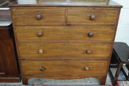 VICTORIAN MAHOGANY CHEST OF TWO SHORT OVER THREE LONG DRAWERS, 108CM WIDE