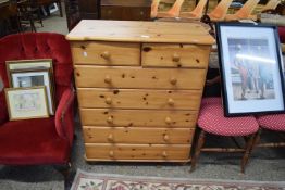 MODERN PINE SEVEN DRAWER CHEST, 79CM WIDE