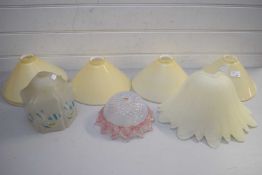 COLLECTION OF VARIOUS VINTAGE GLASS LIGHT SHADES