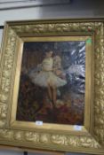 IN THE STYLE OF EDGAR DEGAS (FRENCH, 19TH CENTURY), A PORTRAIT OF A BALLERINA HOLDING A DOLL, OIL ON