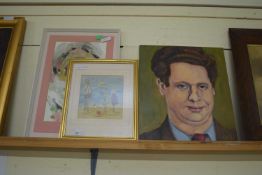 MIXED LOT COMPRISING HODGSON, PORTRAIT OF DYLAN THOMAS, OIL ON CANVAS, A FURTHER WATERCOLOUR STUDY