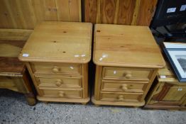 PAIR OF MODERN PINE THREE DRAWER BEDSIDE CABINETS, 50CM WIDE