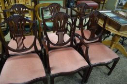 SET OF SIX REPRODUCTION MAHOGANY DINING CHAIRS WITH WHEATSHEAF BACKS