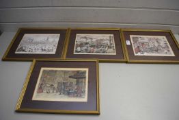 ANTON PIECK, FOUR COLOURED PRINTS, STREET SCENES