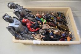 BOX OF VARIOUS CLASSIC TOYS TO INCLUDE SPIDERMAN, BATMAN, DR WHO ETC