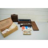 BOX OF VARIOUS PLAYING CARDS, PLUS FURTHER SMALL WOODEN BOXES