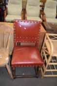 RED REXINE COVERED DINING CHAIR