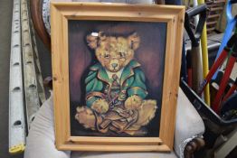 SIGN OF THE TIMES PRINT OF A TEDDY BEAR IN PINE FRAME