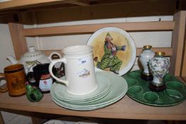 MIXED LOT OF WARES TO INCLUDE PAIR OF SMALL CLOISONNE VASES, DECORATED TEA POT AND OTHER MIXED