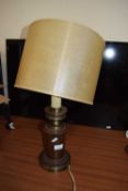 BRASS BASED TABLE LAMP WITH SHADE