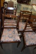 SET OF FOUR MAHOGANY FRAMED LADDERBACK DINING CHAIRS