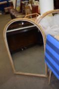 THREE BAMBOO FRAMED ARCHED TOP MIRRORS, 106CM WIDE