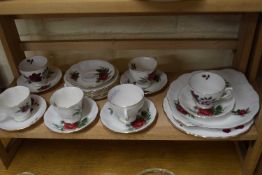 QUANTITY OF COLCLOUGH ROSE DECORATED TEA WARES