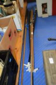 MIXED LOT SNOOKER CUES AND SUPPORTS