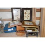 MIXED LOT VARIOUS SMALL WOODEN JEWELLERY BOXES, DRIED FLOWER PICTURES, PHOTO FRAMES AND OTHER ITEMS