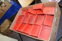 BOX OF LINBIN RED PLASTIC WORKSHOP STORAGE TRAYS