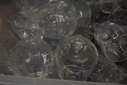 BOX OF MIXED CLEAR DRINKING GLASSES