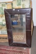 MODERN WALL MIRROR IN LEATHERETTE FRAME, 102CM HIGH